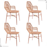  Kit 4 Cadeiras Tropicalia Fibra Sintetica Preta Decorativa