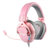 Headset Gamer Foxy Bright 7.1 Rgb Cód.ghp011 Rosa/cinza