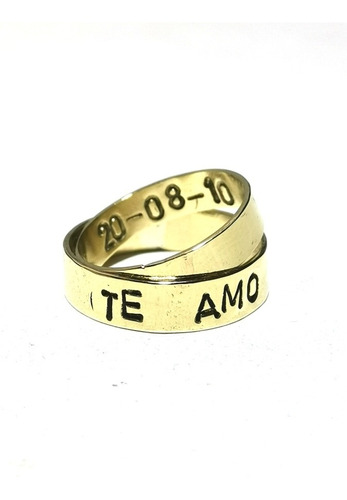 Par De Alianzas Anillo Te Amo Cinta 5mm Compromiso  Grabada