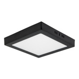 Foco Led Negro 18w Cuadrado Sobrepuesto 22x22cm Luz Fria 220