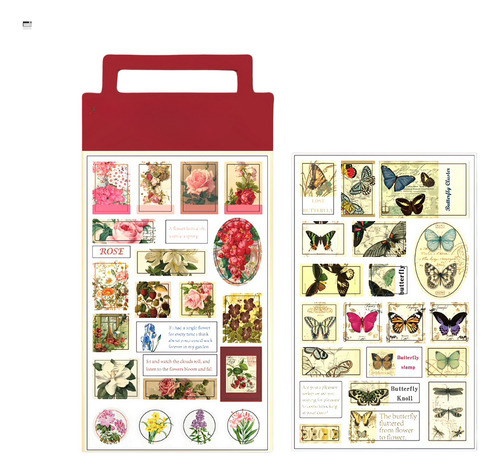 Set Stickers De Papel Washi Vintage Rosas Flores Scrapbook 