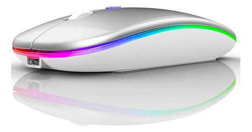 Mouse Inalámbrico Peibo Bluetooth Usb , C/ Luz Led, Plateado