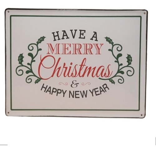 Cartel Chapa Enlozado Navidad - Año Nuevo