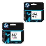 Kit Cartucho Hp 667 3ym79al Negro 3ym78al Color Orig Factura