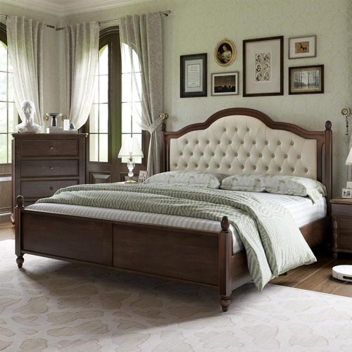 Base De Cama De Madera Maciza Tamaño Queen