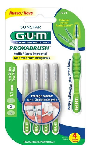 Cepillo Interdental Gum Proxabrush 1414 Fino Cónico