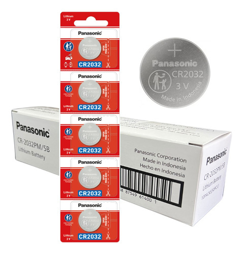 Caja Pilas Cr 2032 Panasonic Tipo Botón Litio, 10 Packs