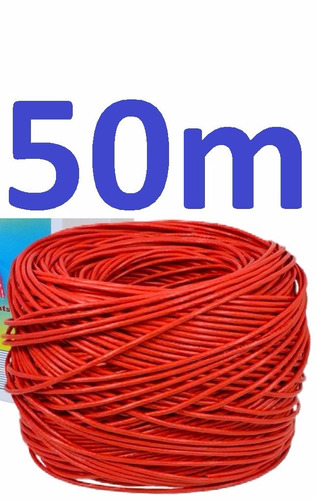 Cabo Rede Cat6 Vermelho 50m Utp Par Trançado Metros 