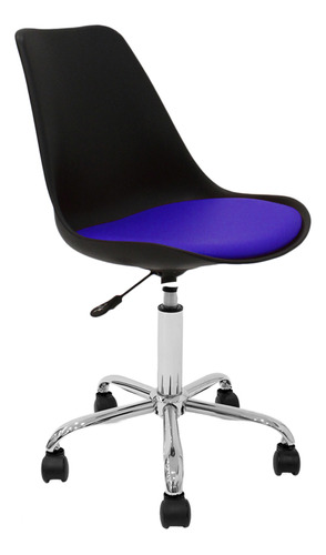 Silla Oficina Escritorio Pc Tulip Newmo Color Negro Asiento Azul