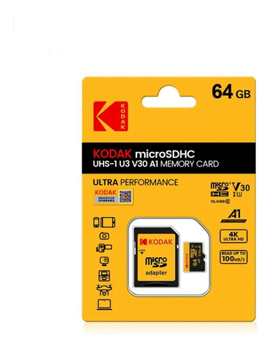 Cartão De Memória Micro Sd U3 V30 A1 64gb 100mb 4k Ultra Hd