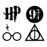 Set X4 Cuadros Decorativos Harry Potter En Mdf 3mm
