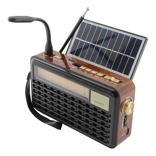 Caixa De Som Rádio Bluetooth Com Painel Solar El522 Preto