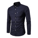 Camisa De Vestir Casual De Algodón Oxford Para Hombre, Manga