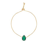 Pulseira Madrinha Gravatinha Pedra Verde Folheado A Ouro 18k