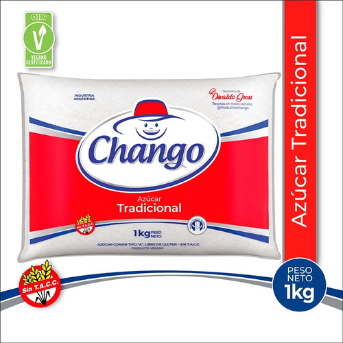 Azúcar Chango Tradicional Sin Tacc 1 Kg Pack 10 Unidades 