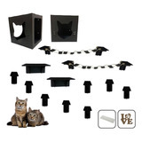 Parquinho Suspenso Para Gatos 14pcs Mdf Preto/black Promoção