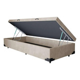 Cama Box Baú Solteiro Suede 44x88x188 Cor:bege