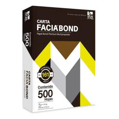 Papel Facia Bond Blanco Carta - 1 Paquete Con 500 Hojas