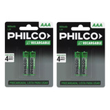 4 X Pilas Recargables Aaa Philco 800 Mah 1.2 V