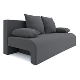 Sofa Cama 2 Plazas 2 Cuerpos Baul Living Color Gris Oscuro