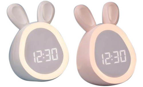 Reloj Despertador De Conejo Lindo Para Niños Con Luz Nocturn