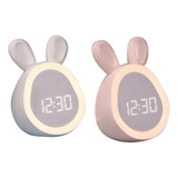 Reloj Despertador De Conejo Lindo Para Niños Con Luz Nocturn