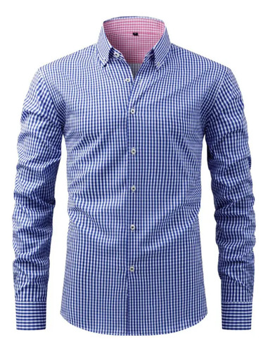 Camisas De Manga Larga A Cuadros Formales Casuales De Moda P | MercadoLibre