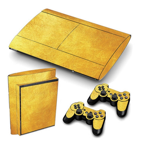 Skin Personalizado Para Ps3 Super Slim Textura Dorada (0273)