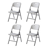 Silla Plegable Estructura Acero Pvc Camping Fiestas Pack X4