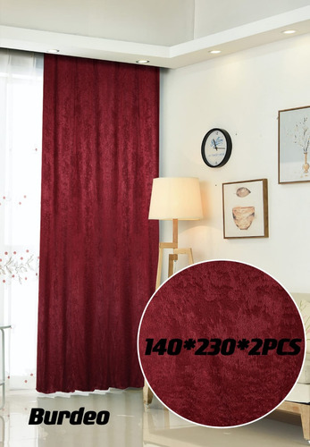 Cortinas Living Visillo De 140x230 Cm Aterciopeladas 2 Paños