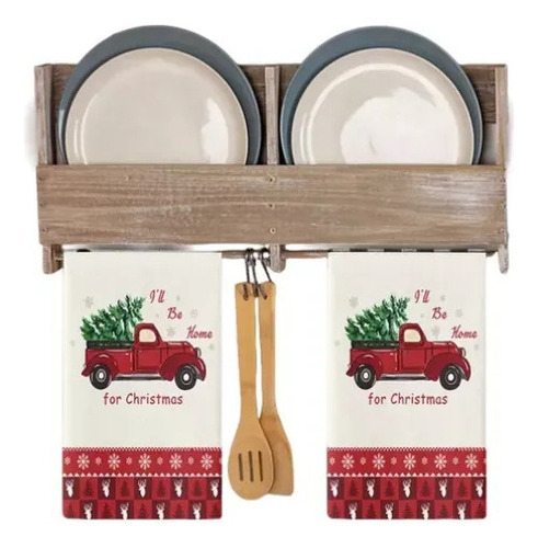 2 Pcs Navidad Cocina Plato Toalla Toalla Decoración Navideña