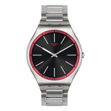 Reloj Swatch Red Graphite De Acero Inoxidable Ss07s129g Ss Color De La Malla Plateado Color Del Bisel Plateado Color Del Fondo Negro