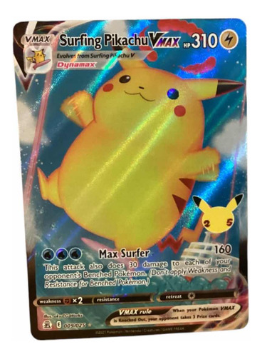 Surfing Pikachu V Max 009/025 Carta Pokémon 24 Th