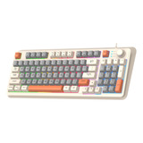 Trochin Teclado Juegos Con Cable Luz Led Arco Iris Mixta Pc