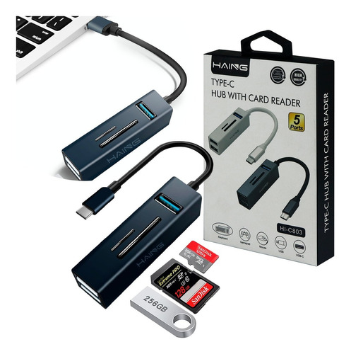 Adaptador Multi Lector Tipo C Para Micro Sd, Sd, Usb 3.0 Hub