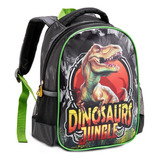 Mochila Bolsa De Costas Menino Escolar Dinossauro Rex Grande