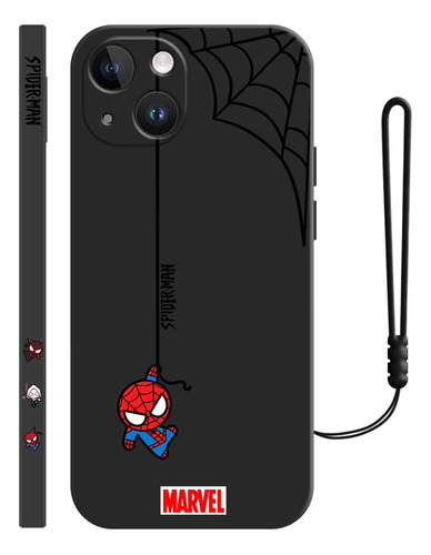 Funda De Silicona Diseño De Spiderman Para iPhone + Correas