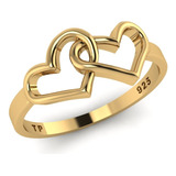 Anel Eterno Amor Em Pura Prata 925 Dourada 18k - Exclusivo