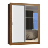 Guarda-roupa Madesa Dallas Plus 2 Portas Correr Espelho Cor Rustic/branco 10946e1e4g