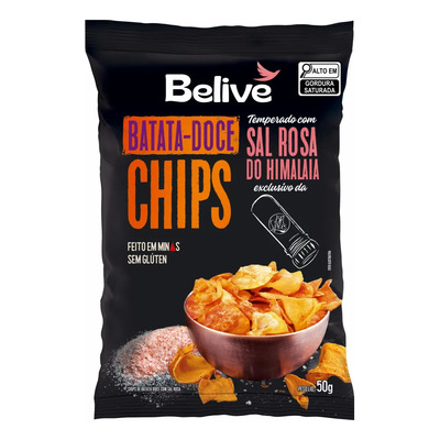 Chips de Batata-Doce temperados com Sal Rosa Belive 50g | MercadoLivre