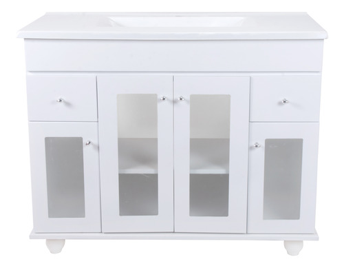 Vanitory De Pie 100% Laqueado Blanco 1 Mt (mueble Solo)