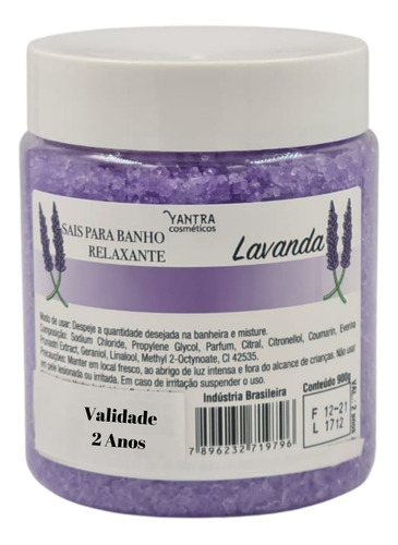 1 Kg Sal De Banho Lavanda Grosso+100ml Espuma+1 Vidro Medida