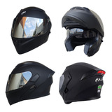 Casco Moto Abatible Certificado Luz Led Con Gafas Negro Mate