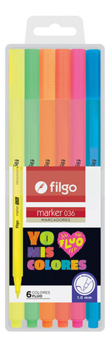 Marcador Filgo 036 Fluo Yo Amo Mis Colores Estuche X6u