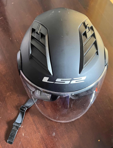 Casco Moto Abierto Ls2 Negro Mate