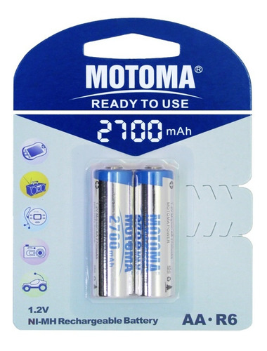 Pilas Recargables Motoma Aa 2700 Mah Blister X 2 Unids