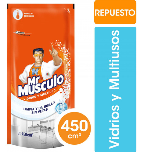Mr. Músculo Limpia Vidrios Multiuso Recarga 450 Cc