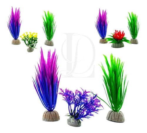 3 Plantas Pequenas Artificial Decoração Aquário Beteira Beta