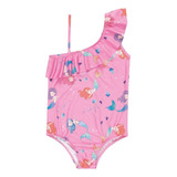 Maiô Infantil Babado Moda Praia Estampa Sereia Proteção Uv50