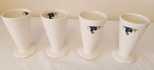 4 Tazas Vasos Ceramica Tipo Cucurucho De Los 50